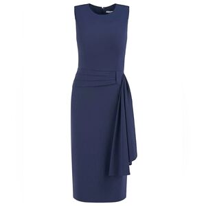 Kay Unger Dress Raven Draped Sheath Midnight Blue